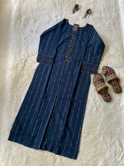 Cotton Straight cut Kurtis With Beautiful Work In Neck. Cotton Straight Kurti For Women.
