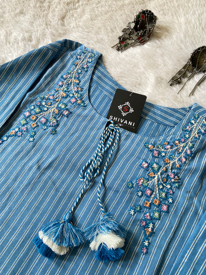 Cotton Straight cut Kurtis With Beautiful Work In Neck. Cotton Straight Kurti For Women.