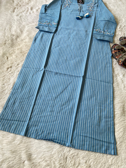 Cotton Straight cut Kurtis With Beautiful Work In Neck. Cotton Straight Kurti For Women.