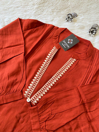 Cotton Aline Kurti With Cut, Pocket Work Kurti With Palazzo. Cotton Kurti Sets For Women.