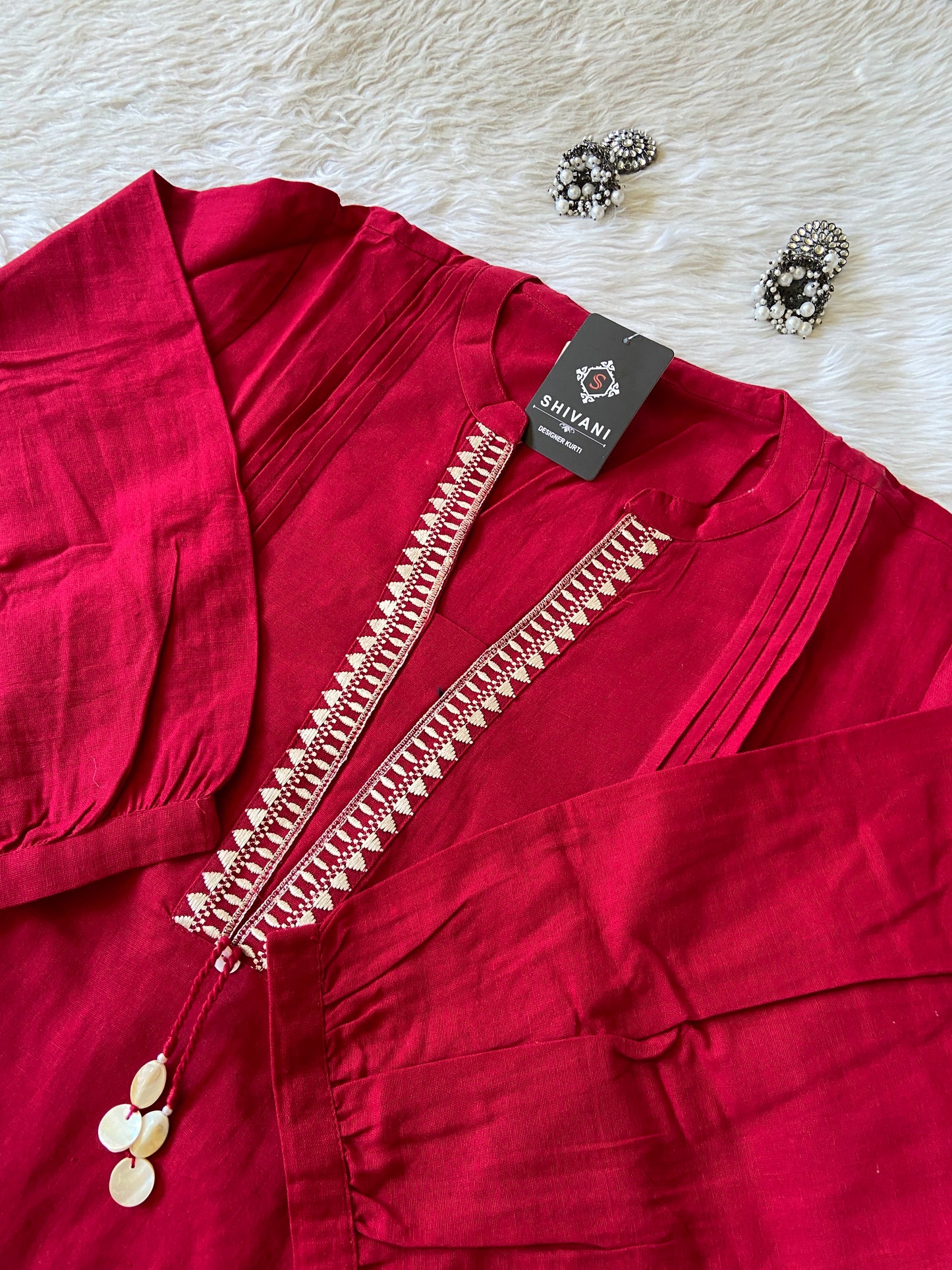 Cotton Aline Kurti With Cut, Pocket Work Kurti With Palazzo. Cotton Kurti Sets For Women.