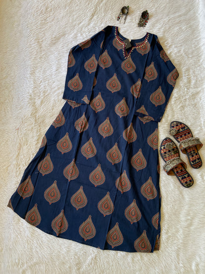 Jaipuri Print Aline Kurti. Cotton Aline Kurti For Women.