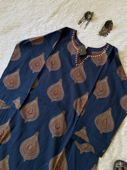 Jaipuri Print Aline Kurti. Cotton Aline Kurti For Women.