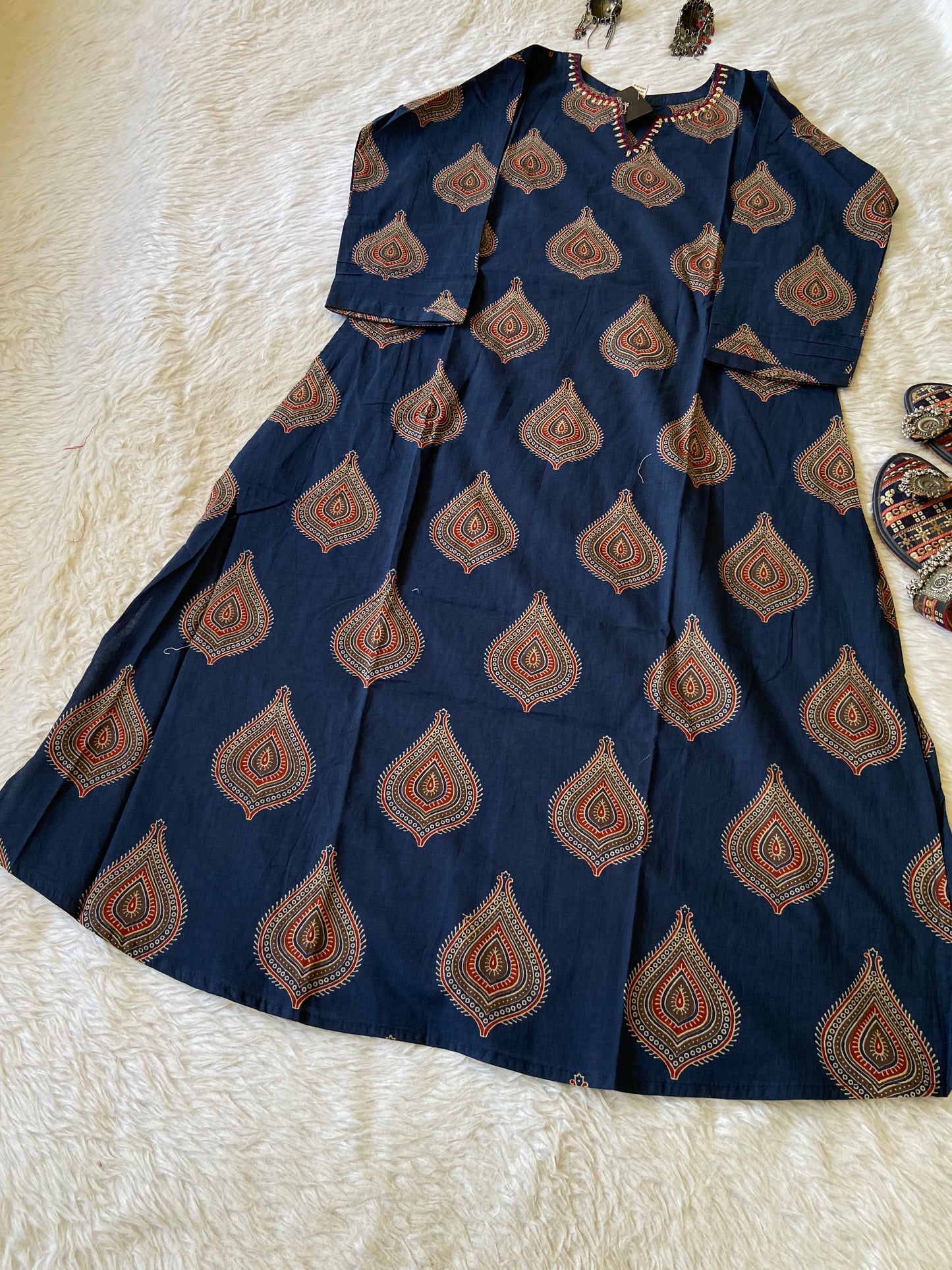 Jaipuri Print Aline Kurti. Cotton Aline Kurti For Women.
