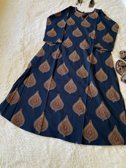 Jaipuri Print Aline Kurti. Cotton Aline Kurti For Women.