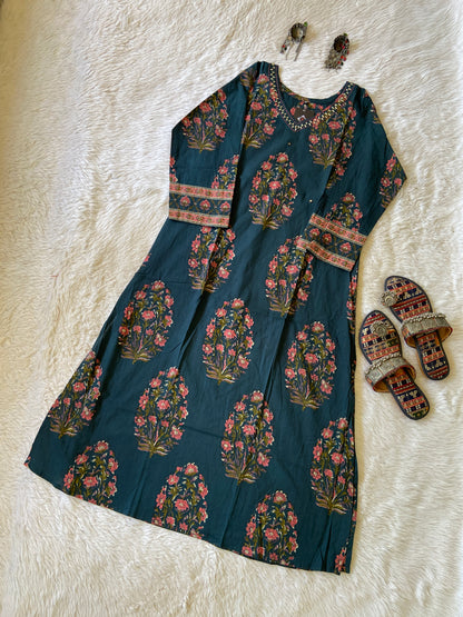 Beautiful Jaipuri Print Cotton Aline Kurti. Cotton AlineKurtis For Women.