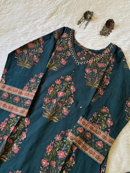 Beautiful Jaipuri Print Cotton Aline Kurti. Cotton AlineKurtis For Women.