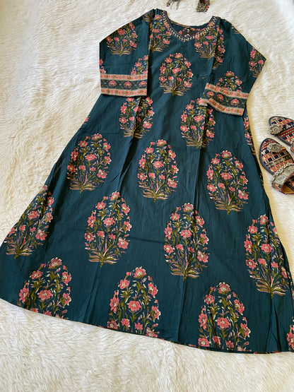 Beautiful Jaipuri Print Cotton Aline Kurti. Cotton AlineKurtis For Women.