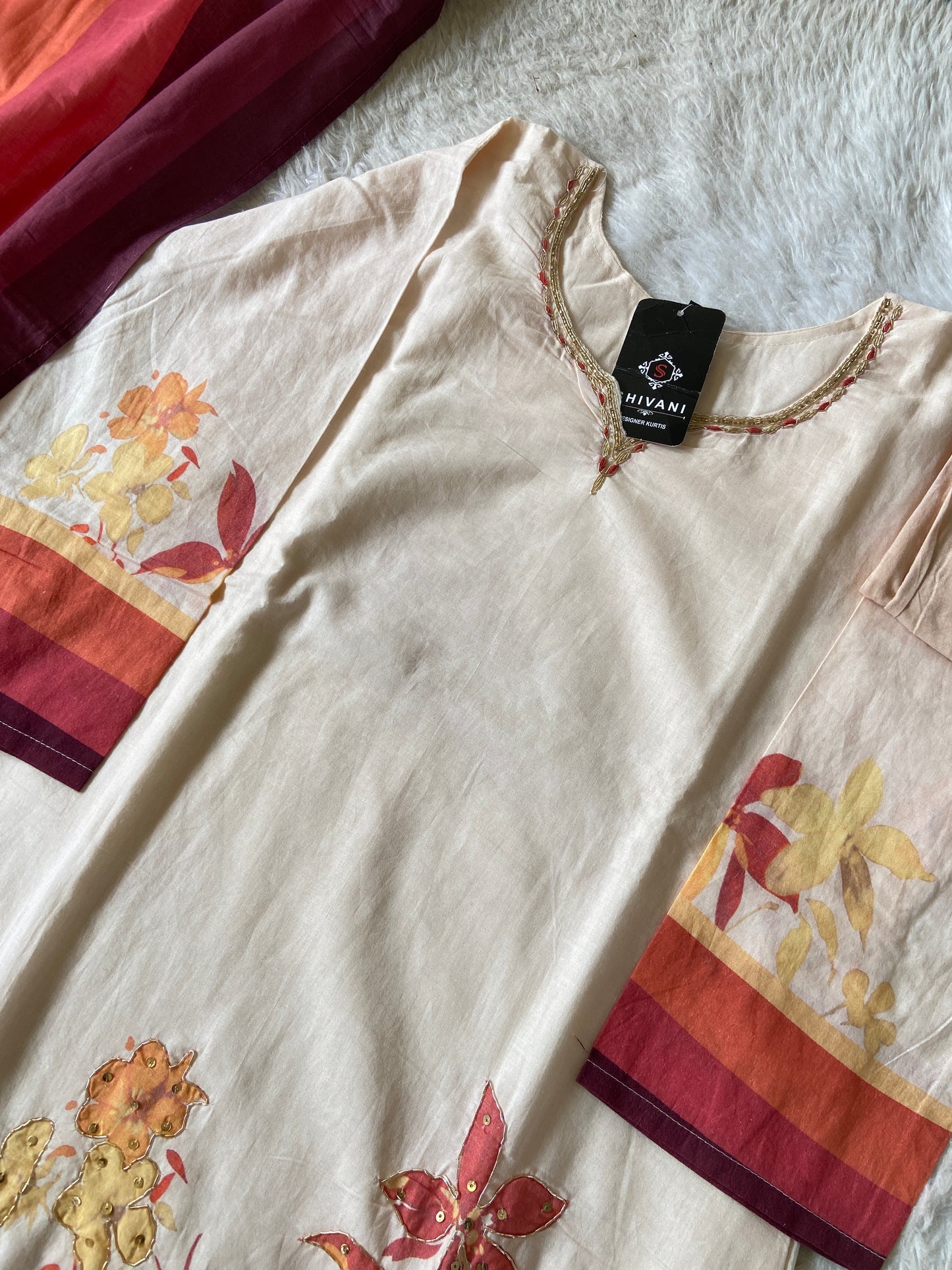 Mul Cotton Printed Kurti With Lining, Neck Work And With Palazzo And Dupatta. Cotton Suit Set For Women.