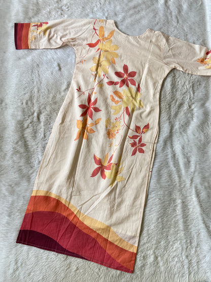 Mul Cotton Printed Kurti With Lining, Neck Work And With Palazzo And Dupatta. Cotton Suit Set For Women.