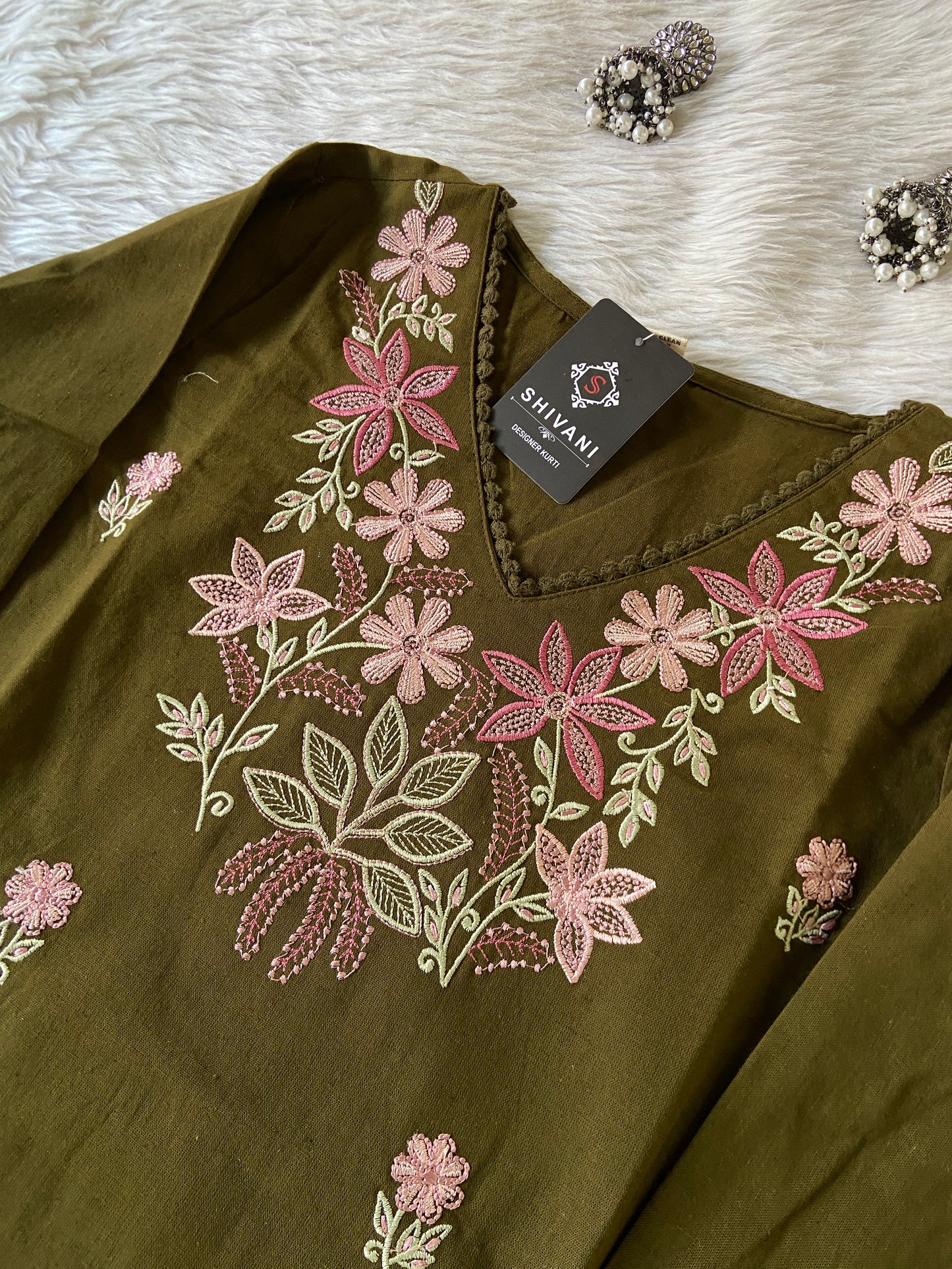 Embroidery Work Cotton Straight Kurti With Palazzo. Cotton Kurti Sets For Women.