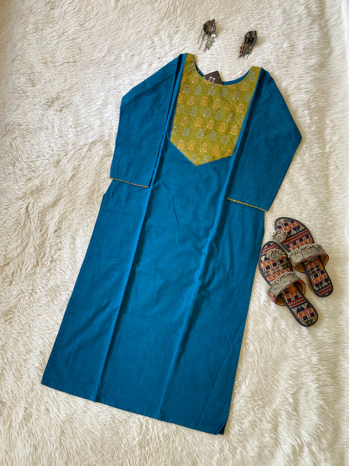 Cotton Straight Patch Work Kurti (Gamthi Kurti). Cotton Kurti For Women.