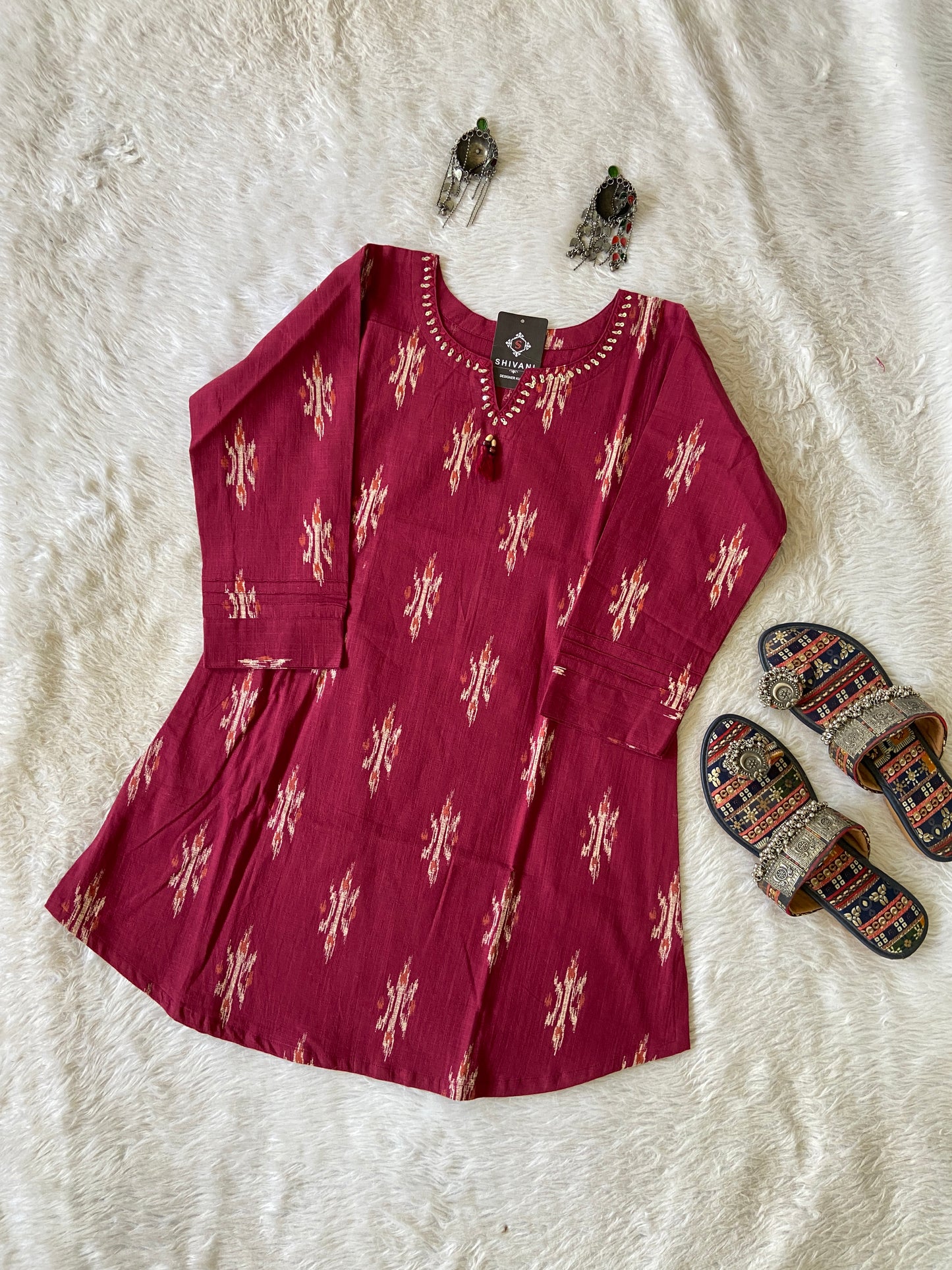 Printed Cotton Short Top With Neck Work. Cotton Short top For Women.