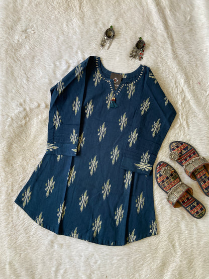 Printed Cotton Short Top With Neck Work. Cotton Short top For Women.