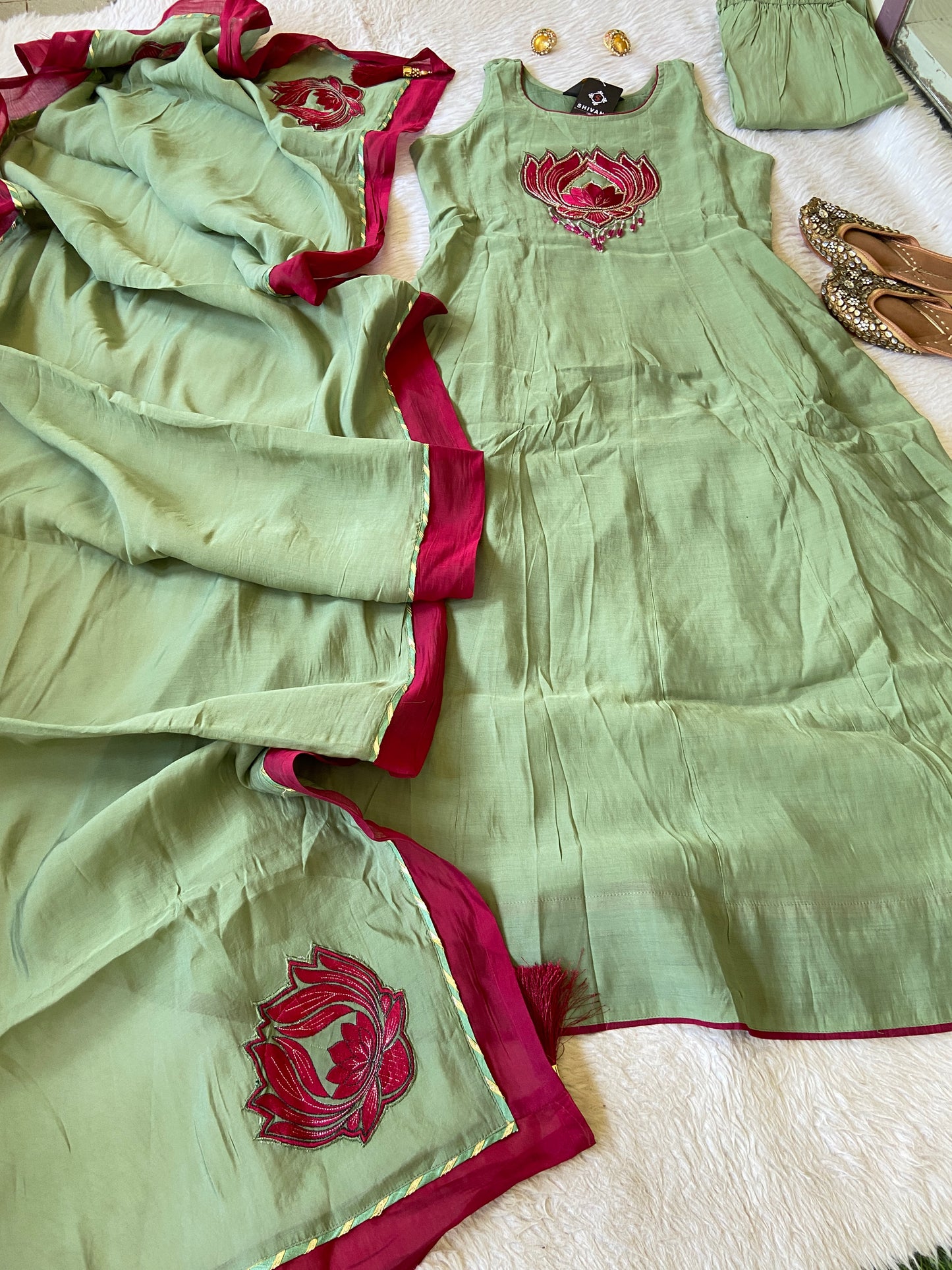 Sleeveless Aline Kurtis With Full Flair Palazzo And Dupatta. Silk Suits Sets For Women.