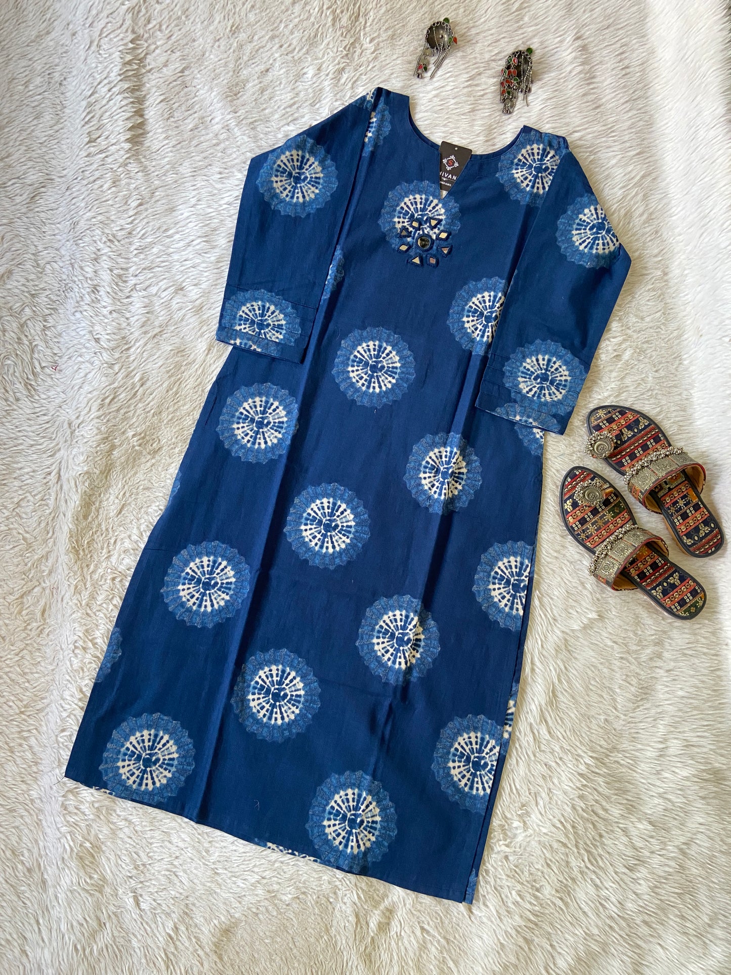 Mirror Work Cotton Straight Kurtis. Cotton Kurtis For Women.