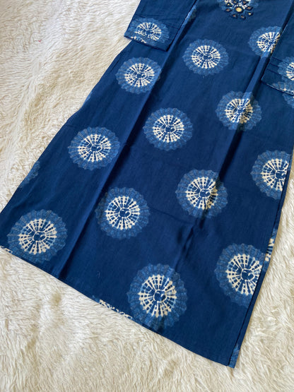 Mirror Work Cotton Straight Kurtis. Cotton Kurtis For Women.