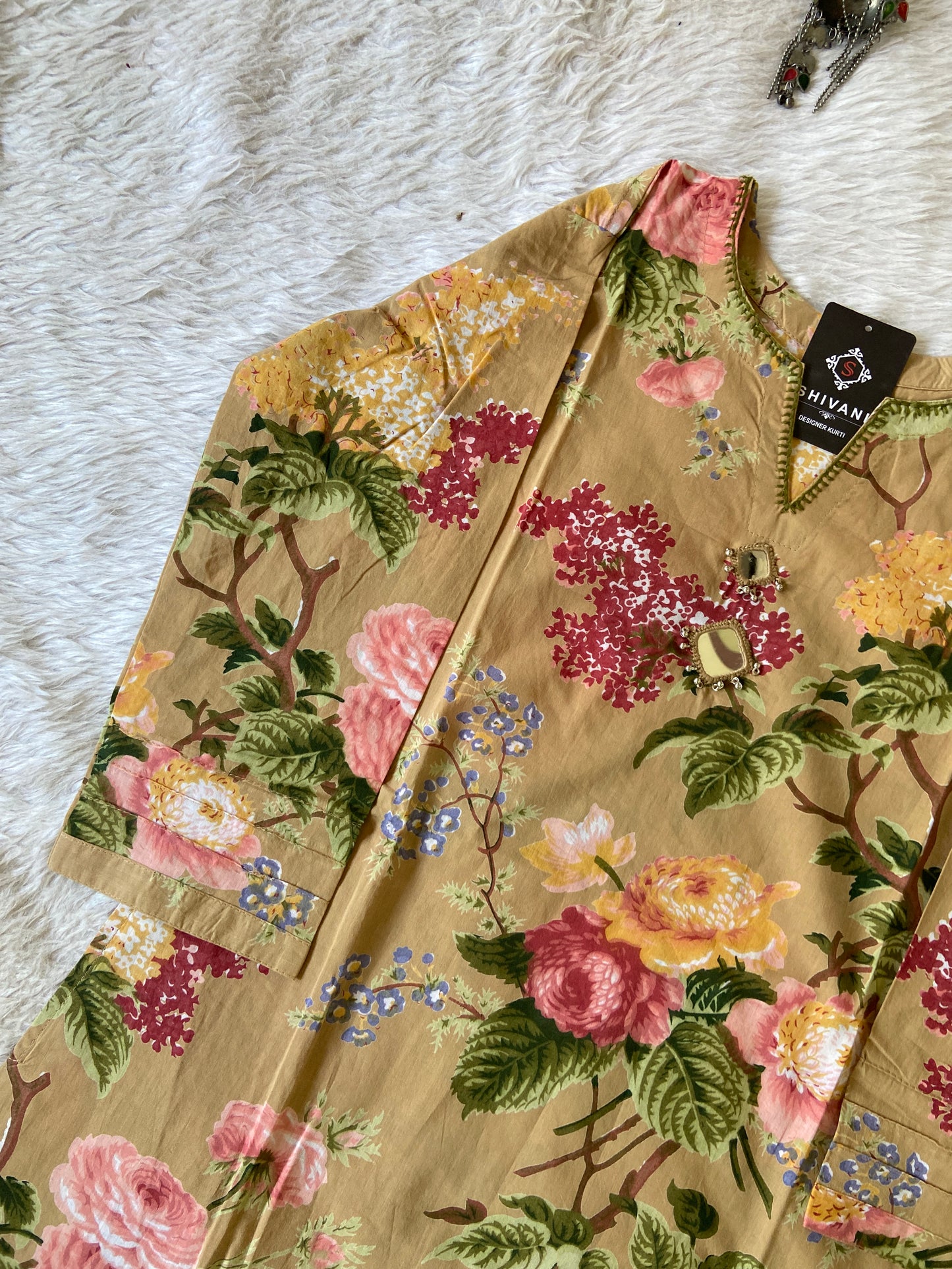 Cotton Floral Aline Kurtis With Cut. Cotton Kurtis For Women.