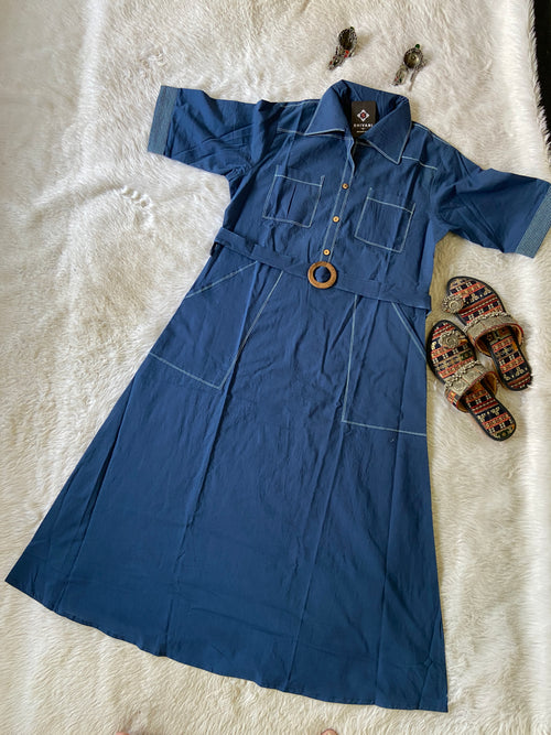 Midi Cotton Aline Kurti With Belt. Cotton Kurtis Sets For Women. Shop the Latest Festive Summer Collection at Shivani Designer Kurti.