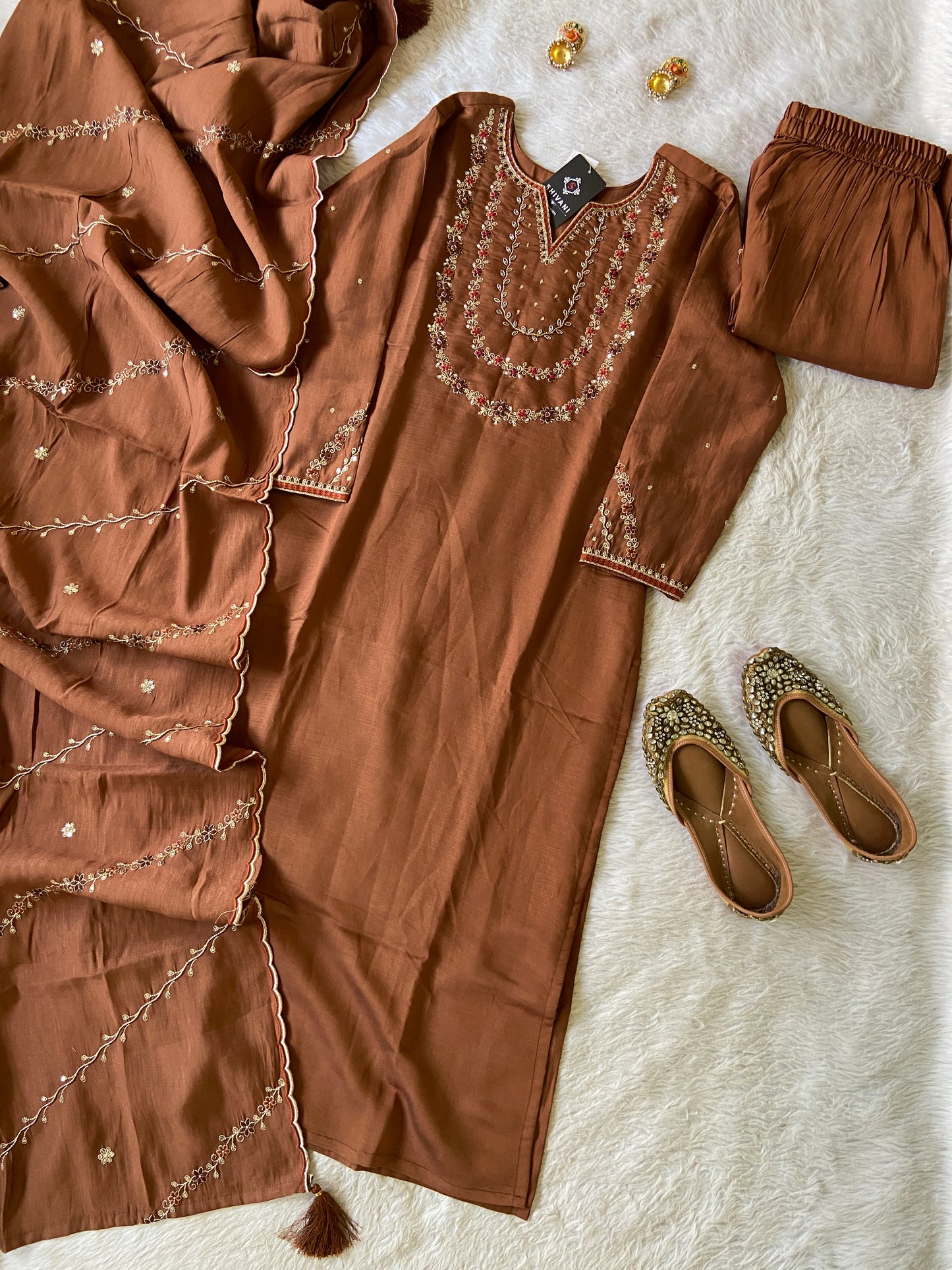 Silk Straight Kurtis With Beautiful Embroidery Work In Sleeve And Dupatta With Pant And Dupatta. Silk Suit Sets For Women Online India. Shop the Latest Festive Summer Collection at Shivani Designer Kurti.