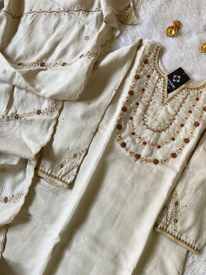 Silk Straight Kurtis With Beautiful Embroidery Work In Sleeve And Dupatta With Pant And Dupatta. Silk Suit Sets For Women Online India. Shop the Latest Festive Summer Collection at Shivani Designer Kurti.