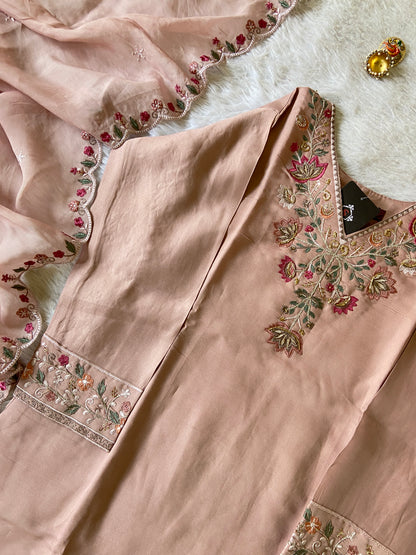 Silk Straight Kurtis With Beautiful Embroidery Work In Neck  Dupatta With Pant And Dupatta. Silk Suit Sets For Women Online India. Shop the Latest Festive Summer Collection at Shivani Designer Kurti.