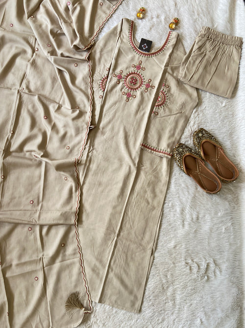 Heavy Rayon Straight Kurtis With Beautiful Embroidery Work In Neck And Comes With Pant And Dupatta. Rayon Suit Sets For Women Online India. Shop the Latest Festive Summer Collection at Shivani Designer Kurti.