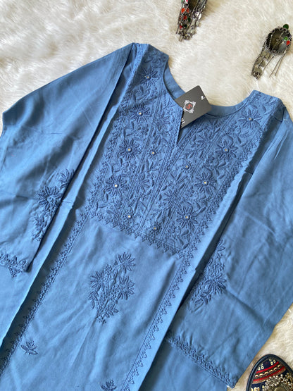 Rayon Lucknowi Chikankari Short Kurti. Rayon Short Top For Women online India. Shop the Latest Festive Summer Collection at Shivani Designer Kurti.