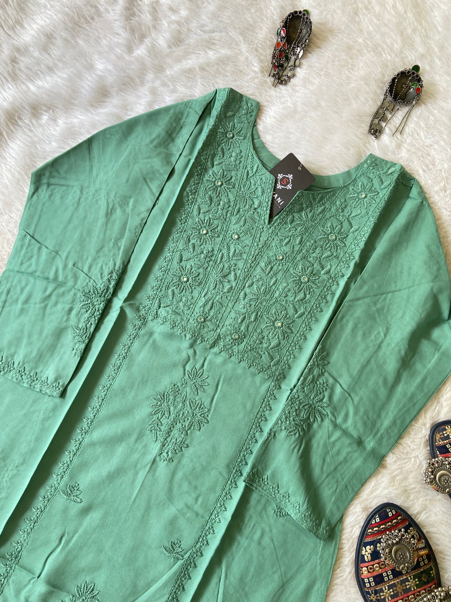 Rayon Lucknowi Chikankari Short Kurti. Rayon Short Top For Women online India. Shop the Latest Festive Summer Collection at Shivani Designer Kurti.