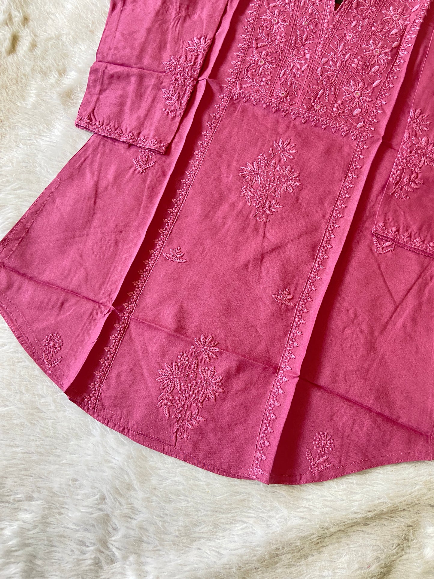Rayon Lucknowi Chikankari Short Kurti. Rayon Short Top For Women online India. Shop the Latest Festive Summer Collection at Shivani Designer Kurti.