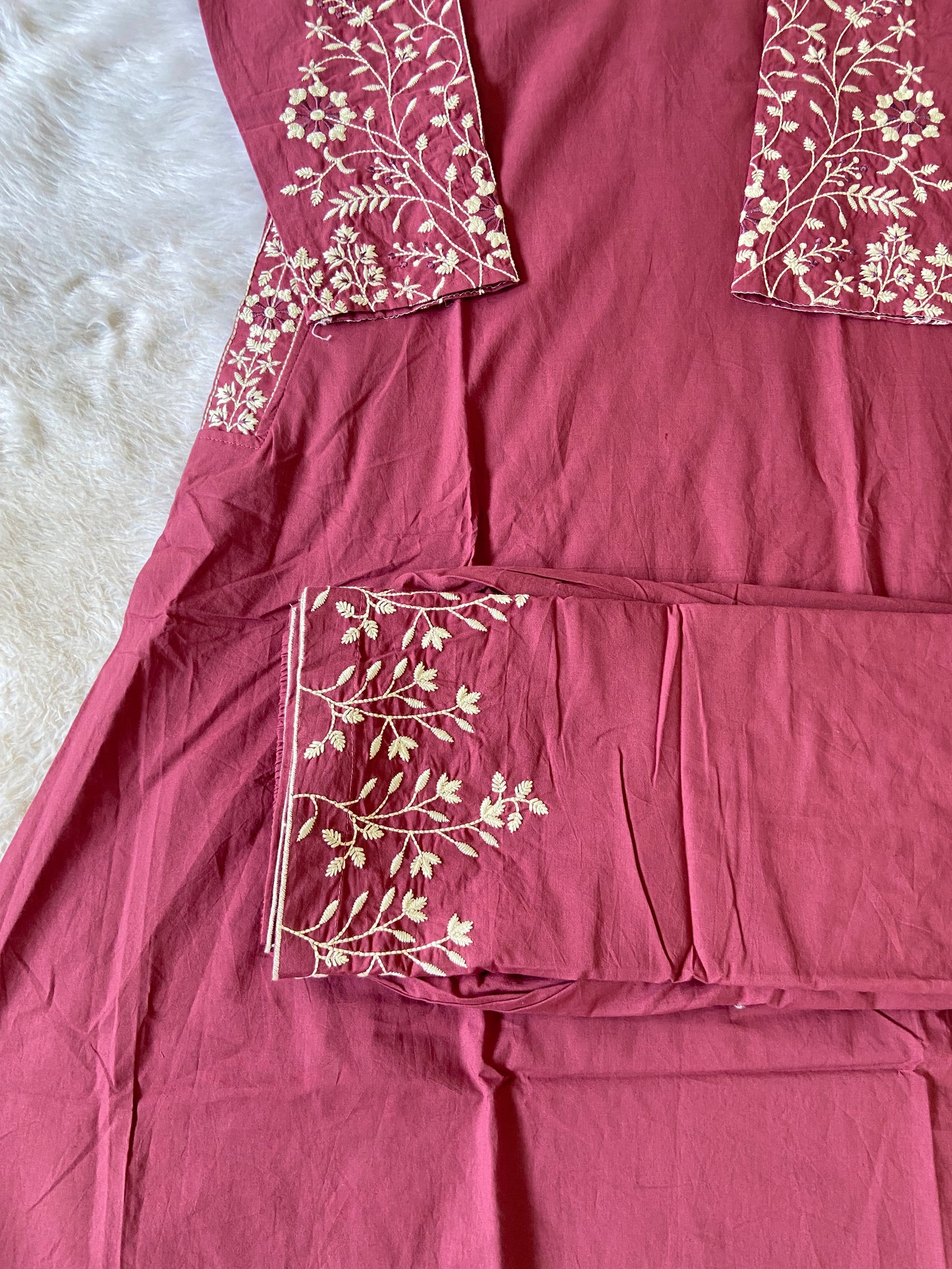 Embroidery Work Cotton Aline Kurti With Full Flair Palazzo. Cotton Kurtis Sets For Women Online India. Shop the Latest Festive Summer Collection at Shivani Designer Kurti.