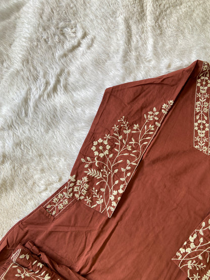 Embroidery Work Cotton Aline Kurti With Full Flair Palazzo. Cotton Kurtis Sets For Women Online India. Shop the Latest Festive Summer Collection at Shivani Designer Kurti.