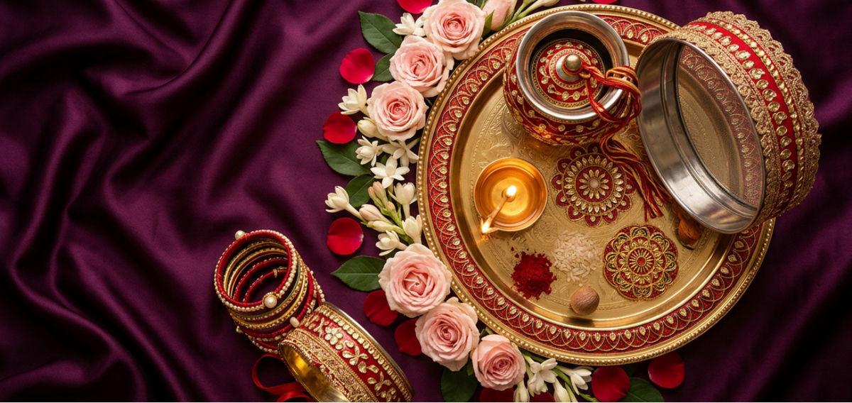 Elegant floral Karva Chauth design