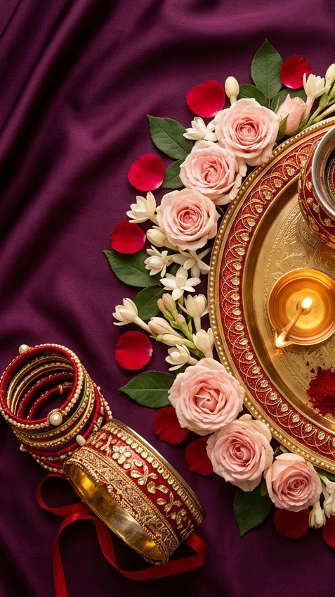 Elegant floral Karva Chauth design