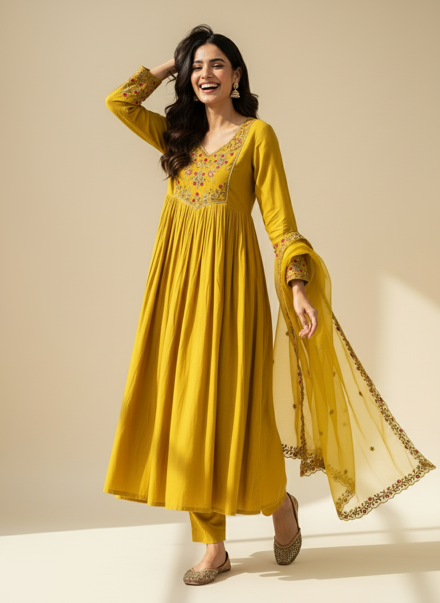 Yellow Kurti Set - Another Funky Pose